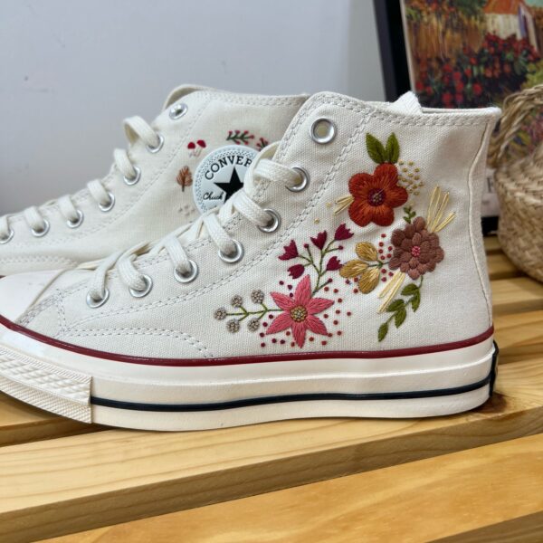 Embroidered Converse High Tops Wedding White Bouquets