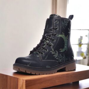 Forest Witch Moon Leather Boots Fleece Fur Boots
